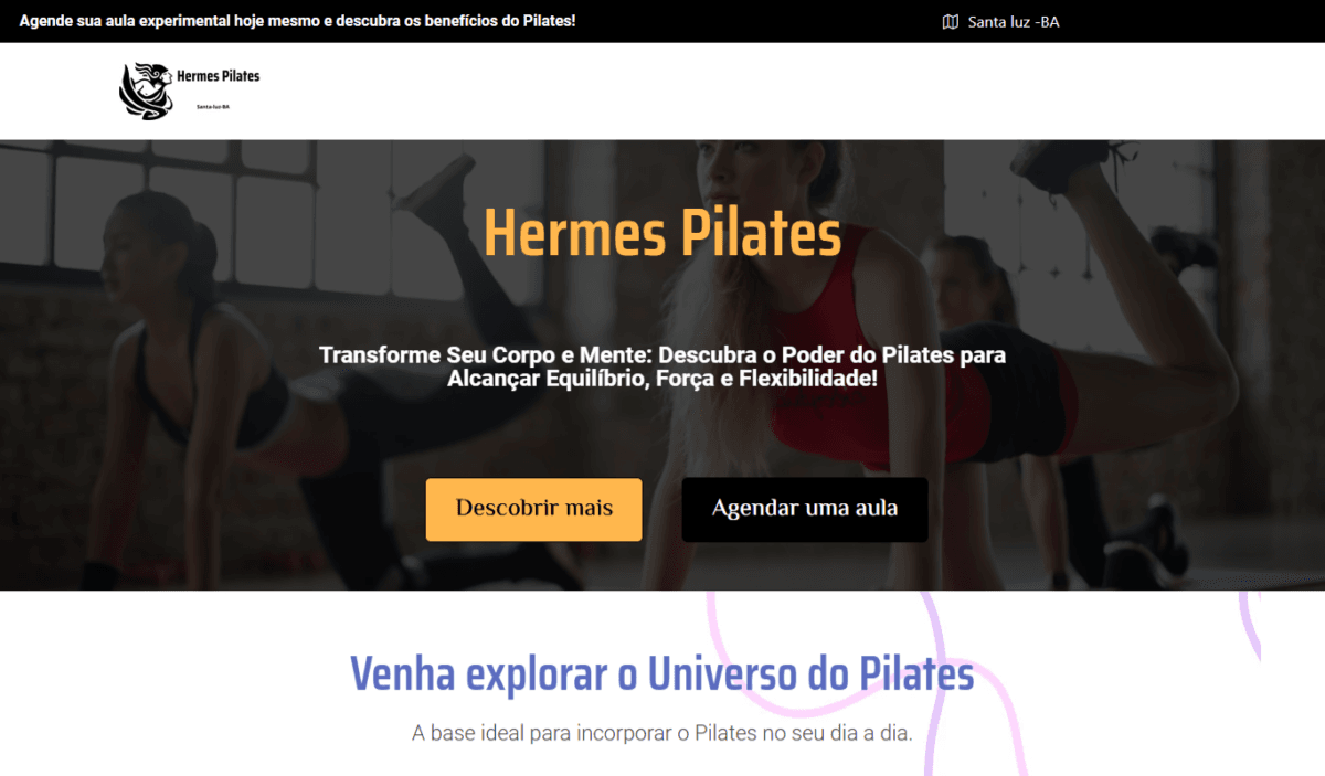 Site Exclusivo para Studios de Pilates com Agendamento Fácil(Personalizamos para o seu negócio)