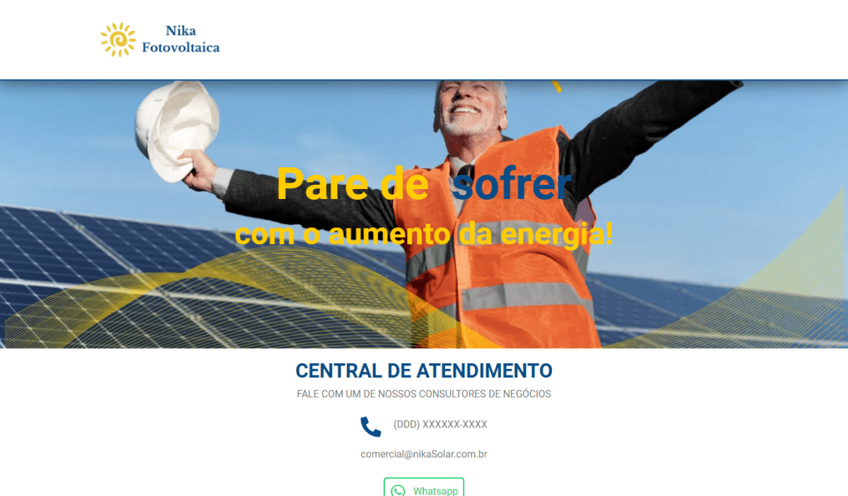 Site One Page Básico para Empresas de Energia Solar (Personalizamos para seu negócio)